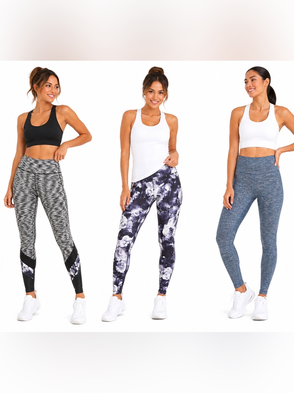 VOGO Athletica Black & White Floral Tie-Dye High-Waist Leggings